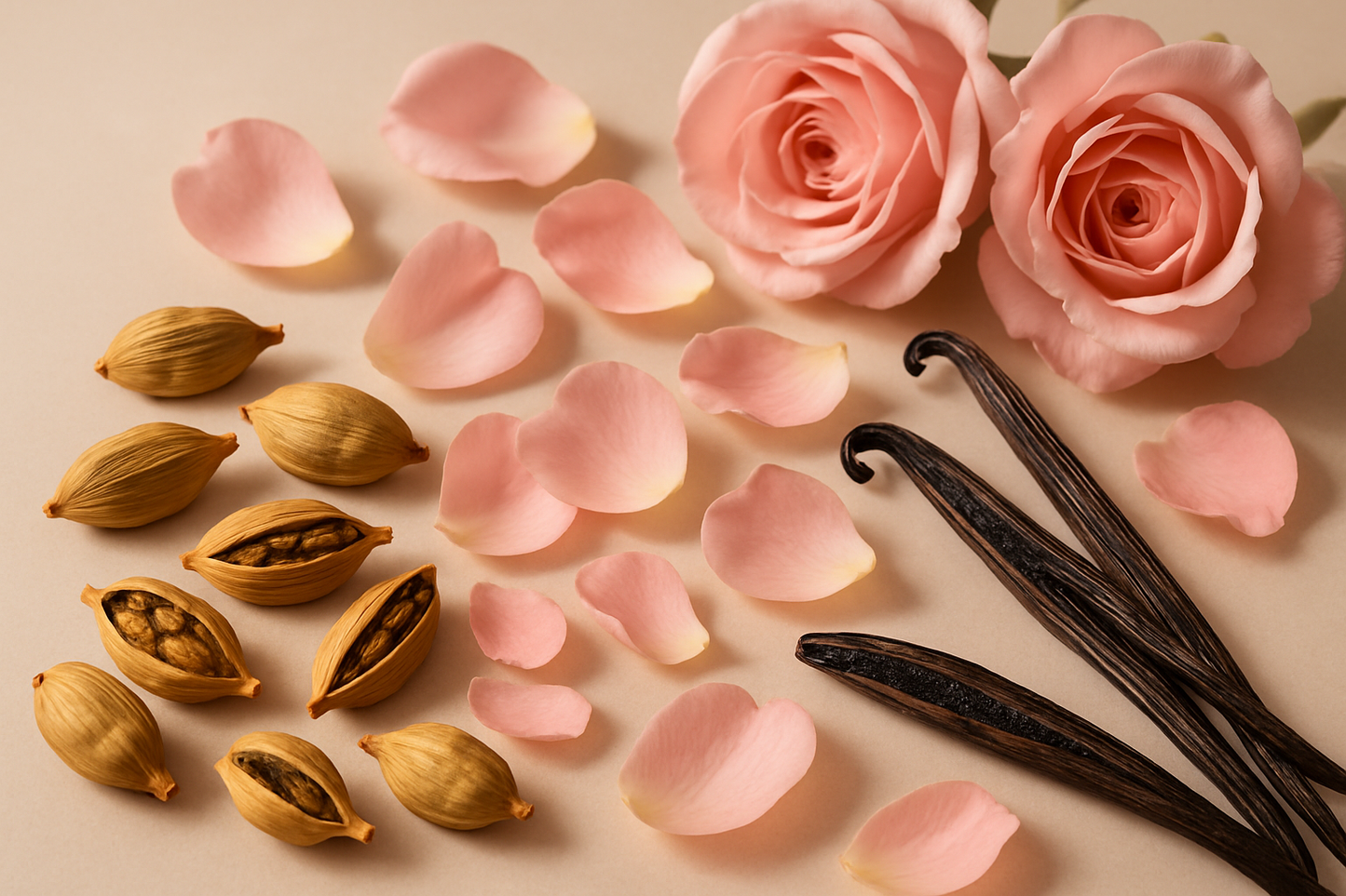 cardamon, rose, and vanilla
