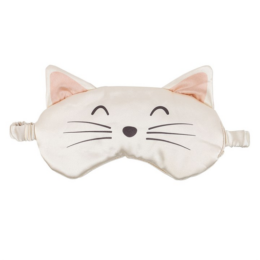 White Cat Face Satin Eye Mask