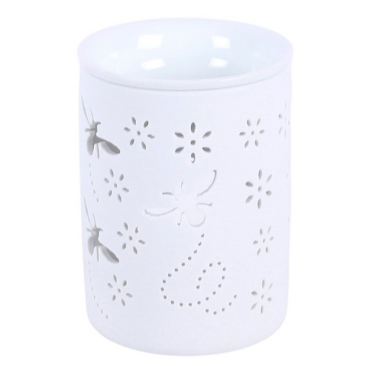 White Bee and Flower Cut Out Wax Melt Warmer