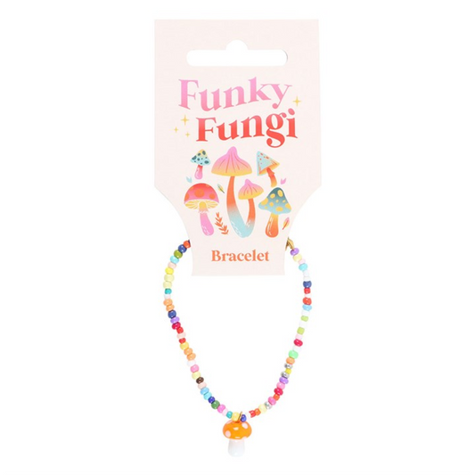 Orange Mushroom Beaded Charm Bracelet