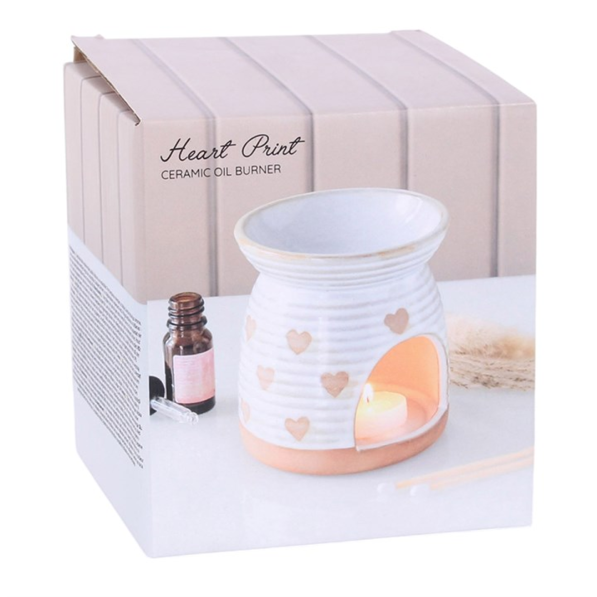 Beige Heart Print Wax Melt Warmer