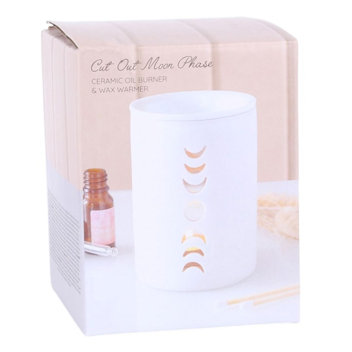 White Moon Phase Cut Out Wax Melt Warmer