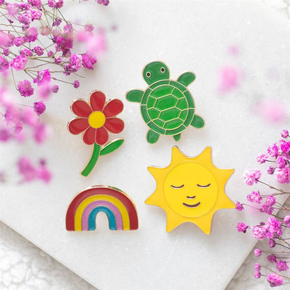 Set of 2 Rainbow and Sun Pin Badges