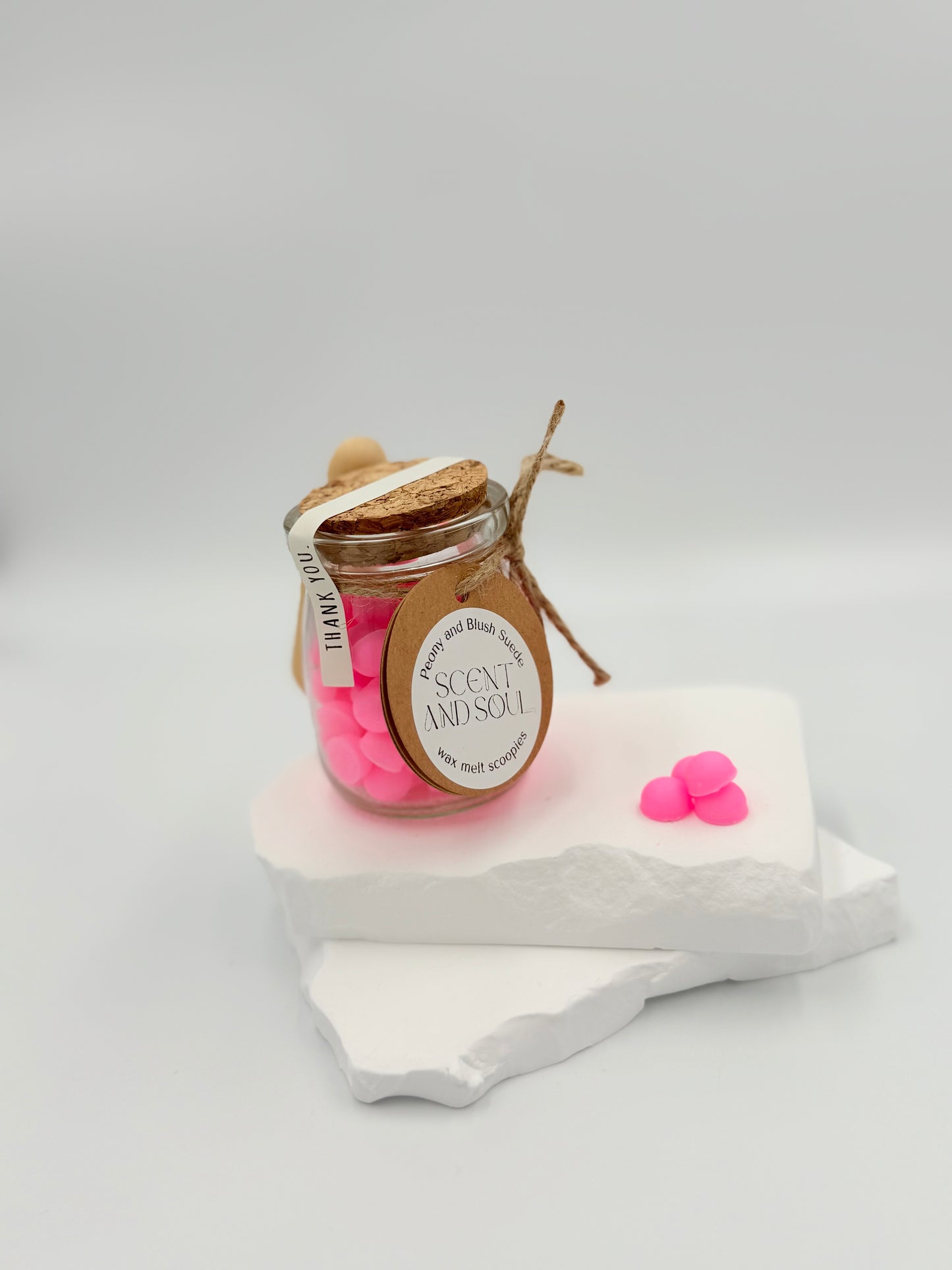 Peony and Blush Suede Wax Melt Scoopies Jar
