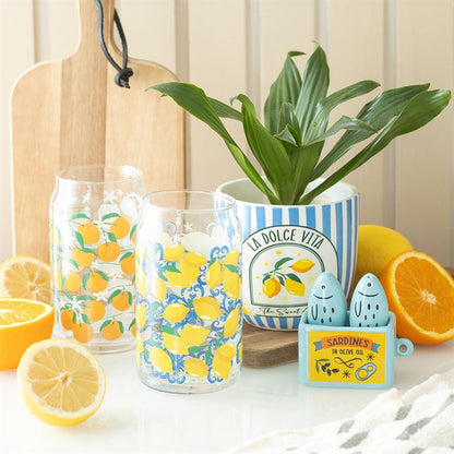 Orange Print Can Glass