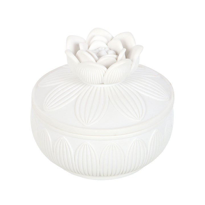 White Lotus Flower Trinket Box