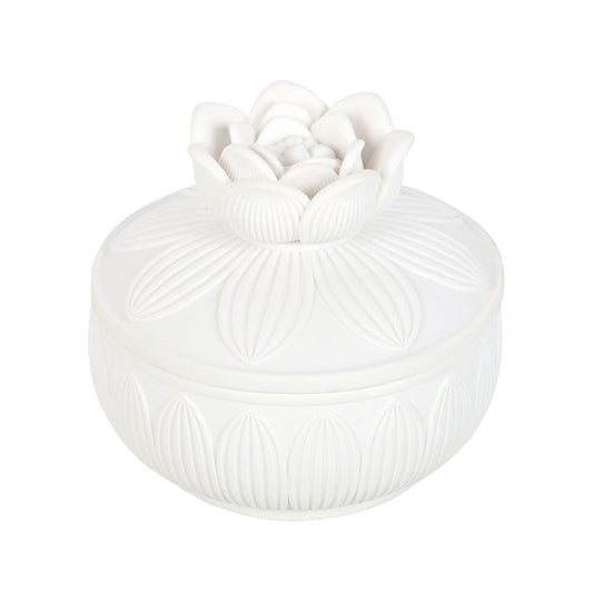 White Lotus Flower Trinket Box