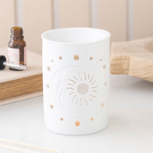 White Sun and Moon Cut Out Wax Melt Warmer