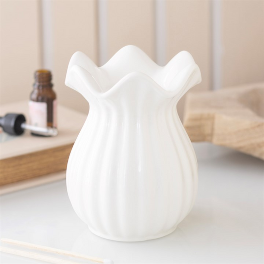 White Pleated Flare Wax Melt Warmer