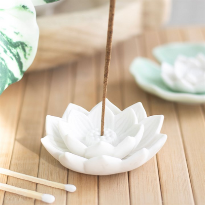 White Lotus Flower Incense Stick Holder