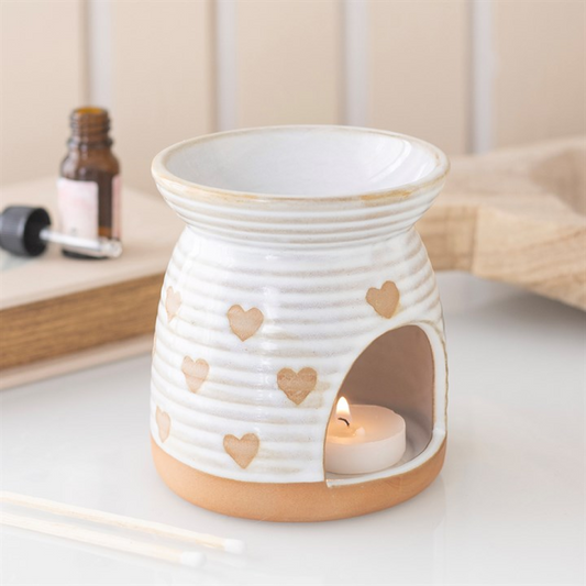 Beige Heart Print Wax Melt Warmer