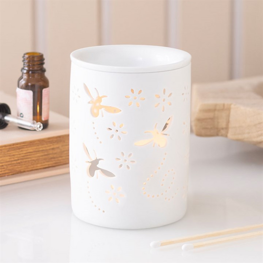White Bee and Flower Cut Out Wax Melt Warmer
